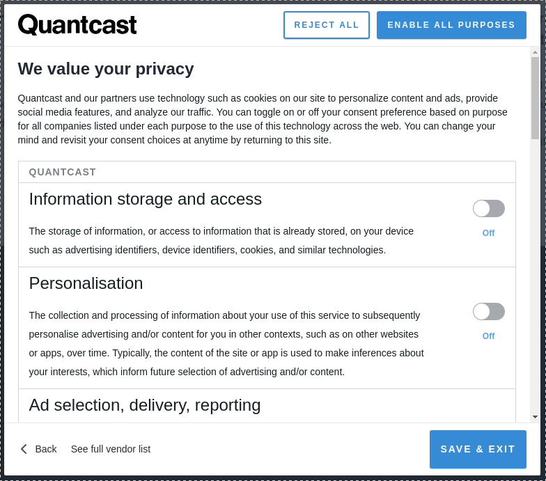 quantcast-consent-screen